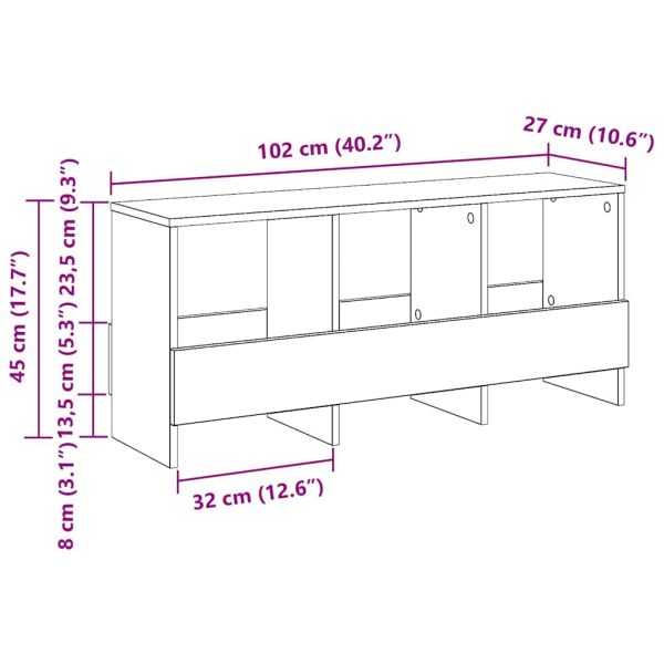 Етажерка за списания Сив Сонома 102 x 30 x 45 см