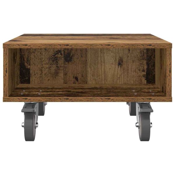 Странична маса с колела Старо дърво 50 x 50 x 30 см