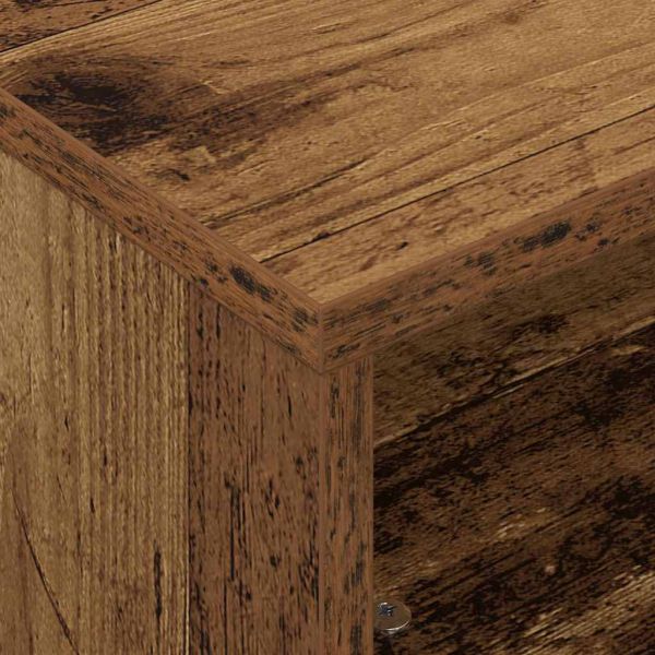 Странична маса с колела Старо дърво 50 x 50 x 30 см