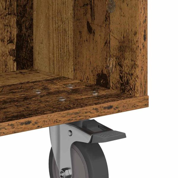 Странична маса с колела Старо дърво 50 x 50 x 30 см