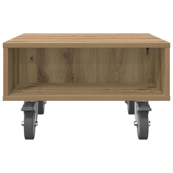 Странична маса с колела Дъб 50 x 50 x 30 см Инженерно дърво