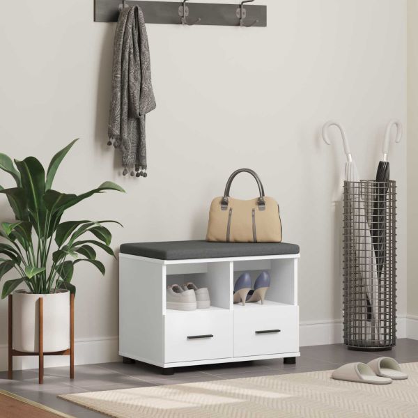 Пейка за коридор Бяло 60 x 38 x 46 см ПДЧ и тапицерийна тъкан