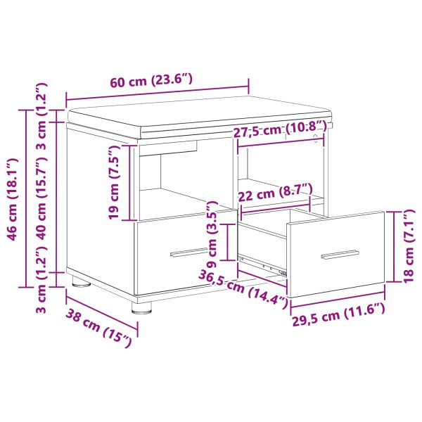 Пейка за коридор Дъб 60 x 38 x 46 см ПДЧ и тапицерийна тъкан