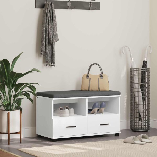 Пейка за коридор Бяло 80 x 38 x 46 см ПДЧ и тапицерийна тъкан