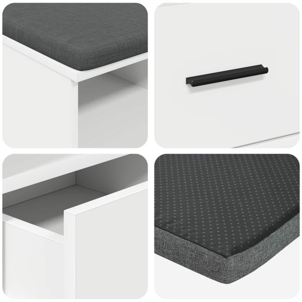 Пейка за коридор Бяло 80 x 38 x 46 см ПДЧ и тапицерийна тъкан