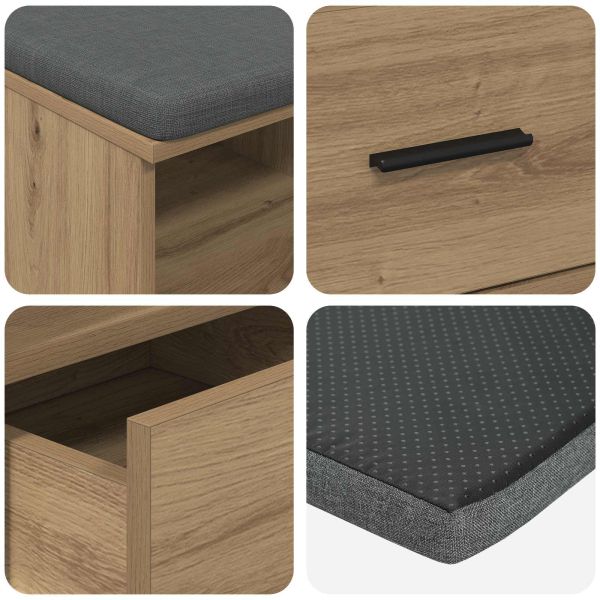 Пейка за коридор Дъб 80 x 38 x 46 см ПДЧ и тапицерийна тъкан