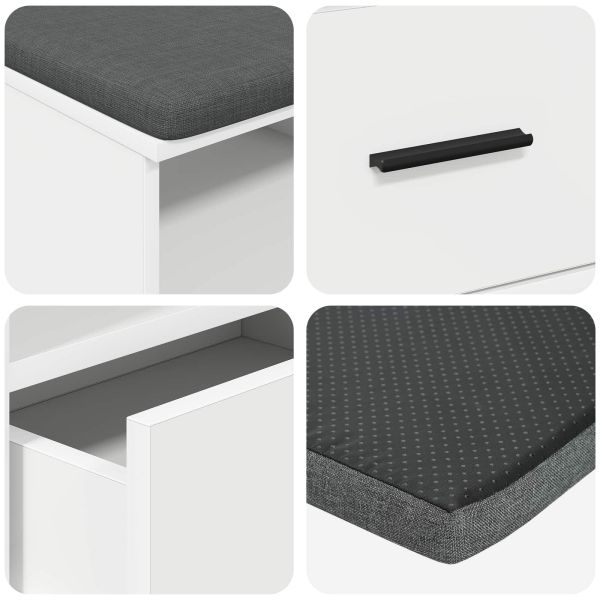 Пейка за коридор Бяло 100 x 38 x 46 см ПДЧ и тапицерийна тъкан