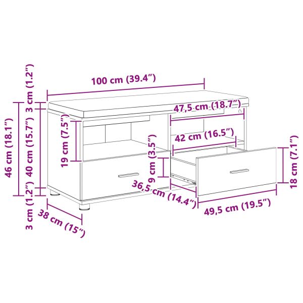 Пейка за коридор Бяло 100 x 38 x 46 см ПДЧ и тапицерийна тъкан