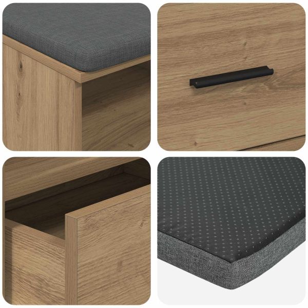 Пейка за коридор Дъб 100 x 38 x 46 см ПДЧ и тапицерийна тъкан