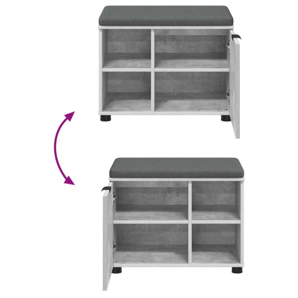 Пейка за коридор с възглавница Циментено сиво 60 x 38 x 46 см