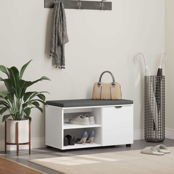 Пейка за коридор с възглавница Едноцветен Бяло 80 x 38 x 46 см