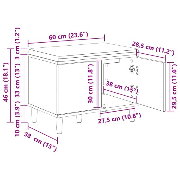 Пейка за коридор с възглавница Черния дъб 60 x 38 x 46 см