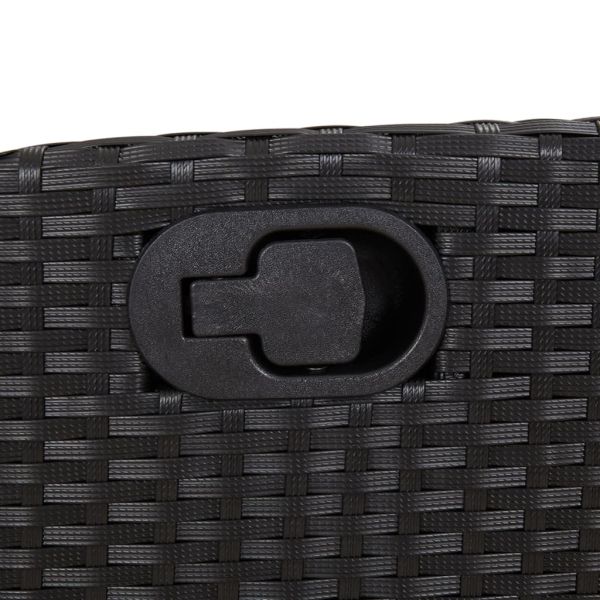 Градински трапезен комплект 7 части възглавници черен полиратан