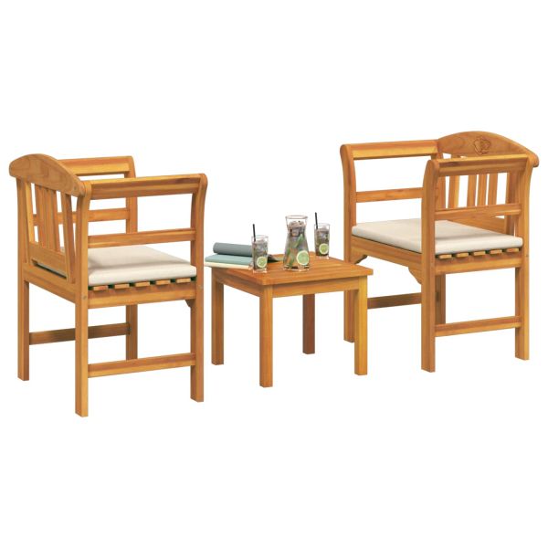 Комплект мебели 3 pcs Естествен Солидно акациево дърво