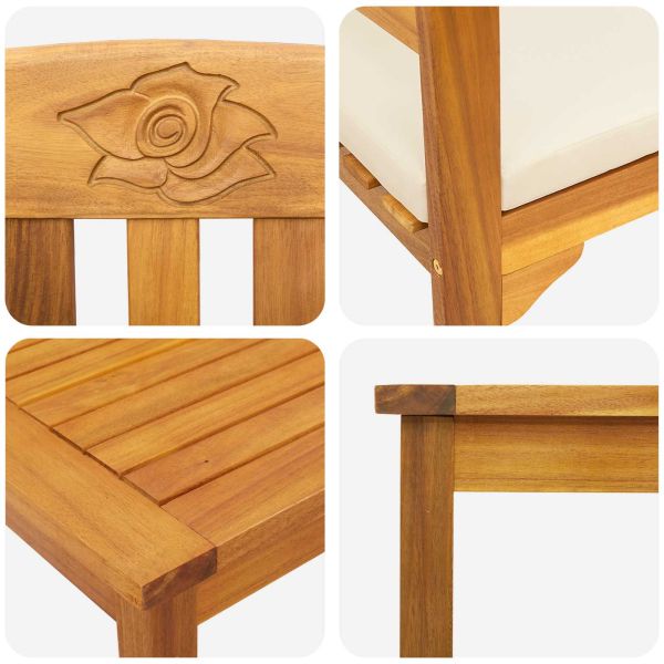 Комплект мебели 3 pcs Естествен Солидно акациево дърво