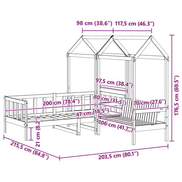 Комплект легло за деня 3 pcs Кафяво с восъчно покритие