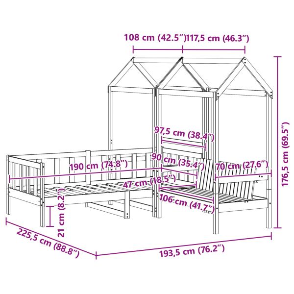 Комплект легло за деня 3 pcs Кафяво с восъчно покритие