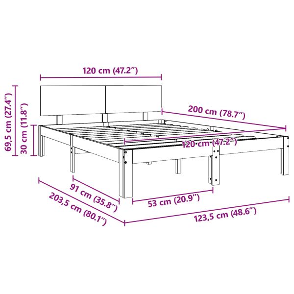 Рамка за легло с таблото Кафяво с восъчно покритие 120 x 190 cm