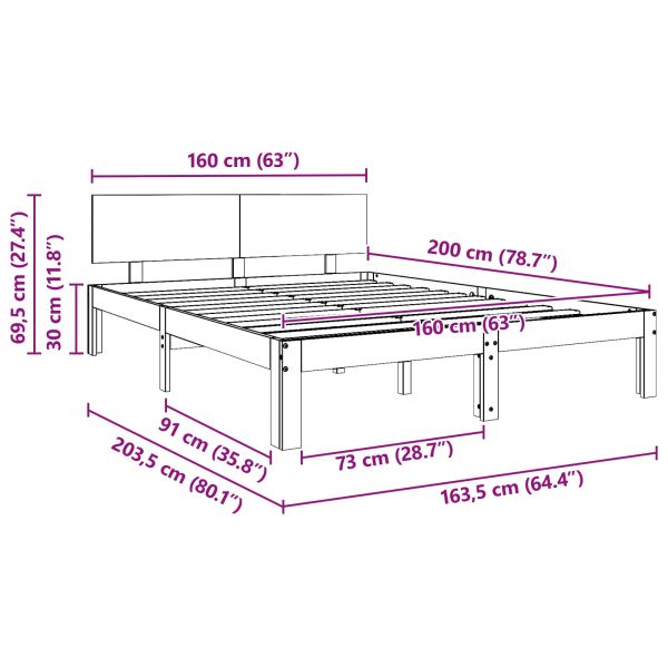Рамка за легло с таблото Кафяво с восъчно покритие 160 x 200 cm