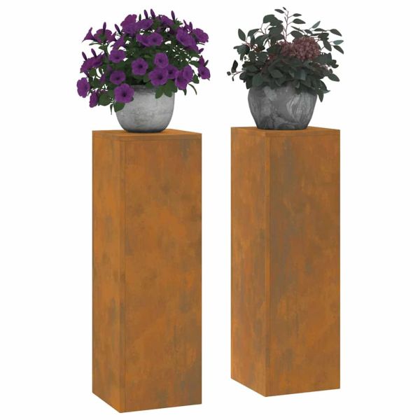 Стойка за растения 2 pcs Ръждясало 24 x 24 x 75 см