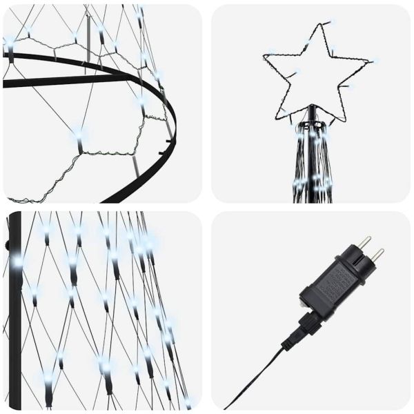 LED Коледна Елха с поставка Хладно бяло 184.5 см Метал