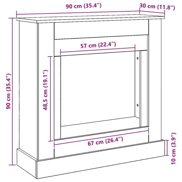 Облицовка за камина, дъб артизан, 90x30x90 см, инженерно дърво