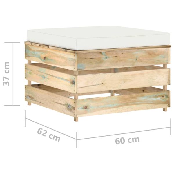 Градински комплект от 5 части с възглавници зелена импрегнация