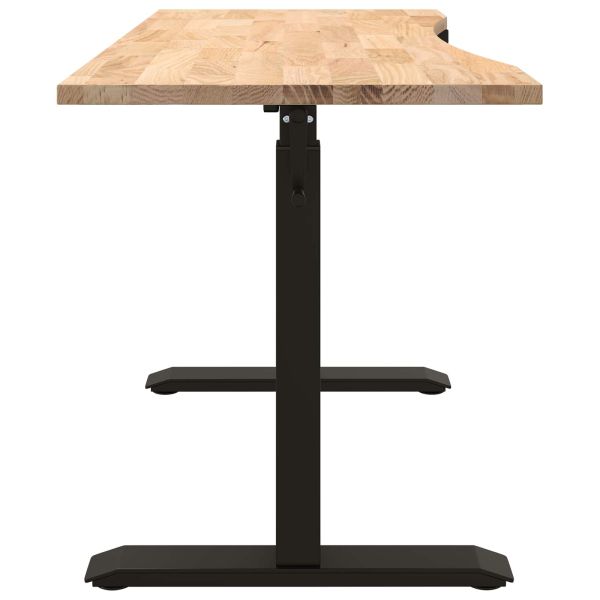 Бюро със съхранение Черен и естествен 140 x 60 cm Масивен дъб