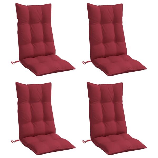 Възглавници за стол с висока облегалка 4 бр виненочервен плат