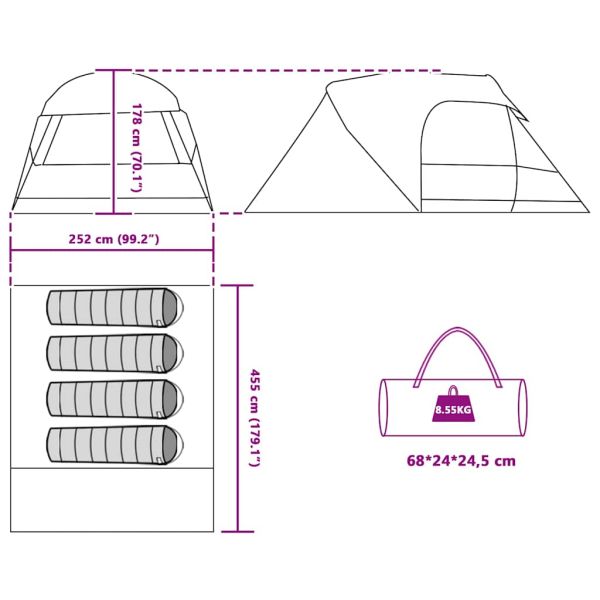 Куполна палатка с покрив Синьо 336 x 243 x 182 см