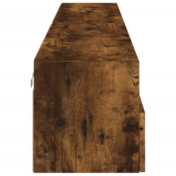 Стенни ТB шкафове 2 бр опушен дъб 100x30x30 см инженерно дърво