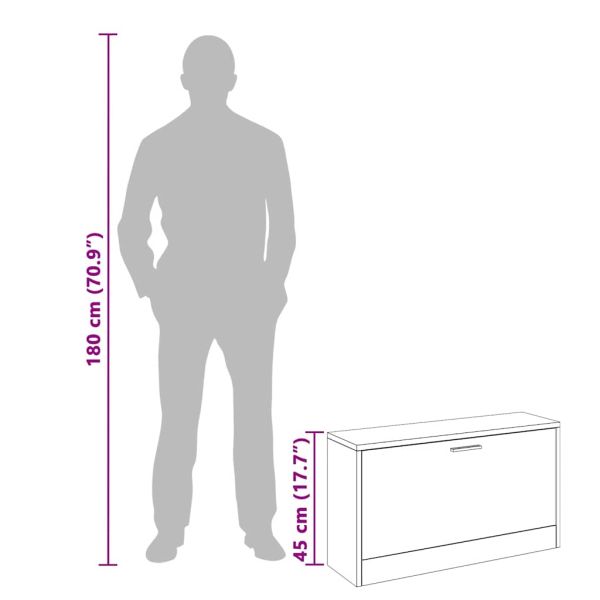 Шкаф за съхранение на обувки пейка, бяло, 80x24x45 cм