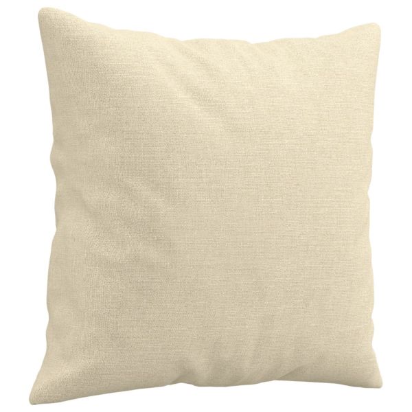 Комплект дивани 3 части с възглавници кремав текстил