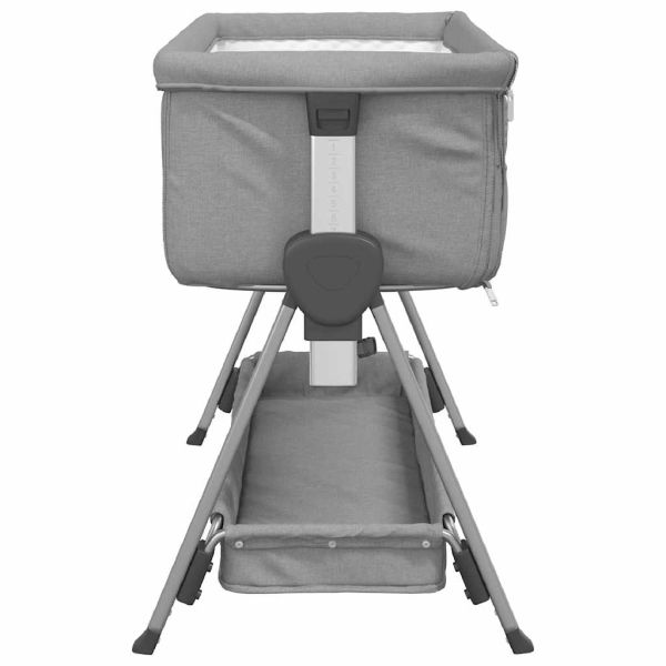 Бебешко легло с матрак, светлосив, ленен плат