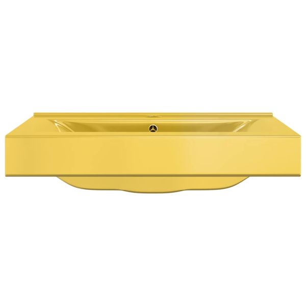 Мивка с преливник, 60x46x16 см, керамична, златиста