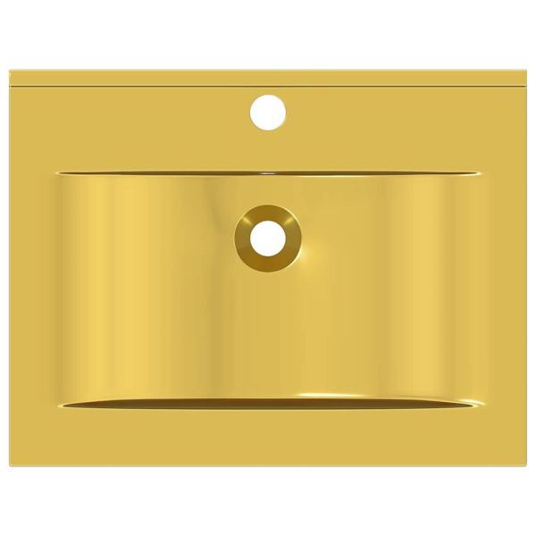 Мивка с преливник, 60x46x16 см, керамична, златиста