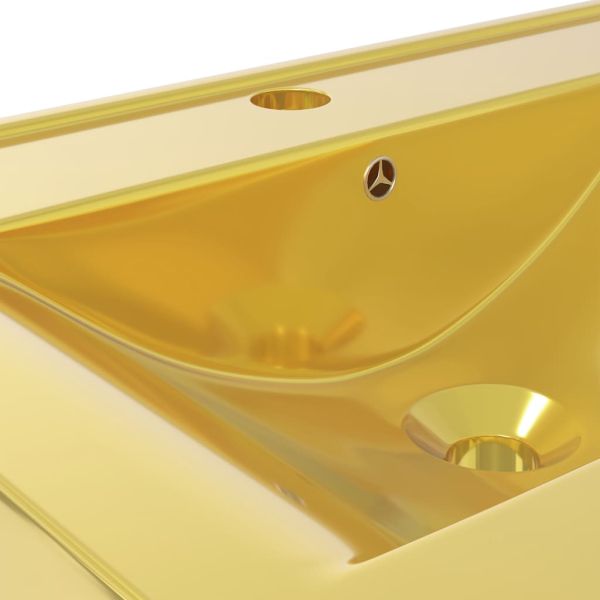 Мивка с преливник, 60x46x16 см, керамична, златиста