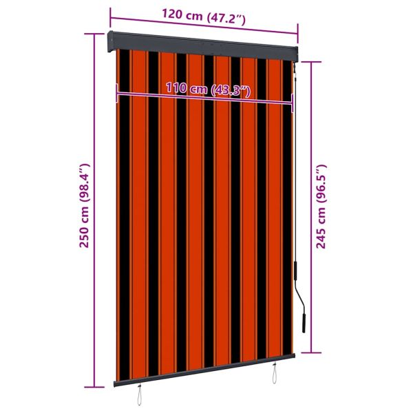 Външна ролетна щора, 120x250 см, оранжево и кафяво