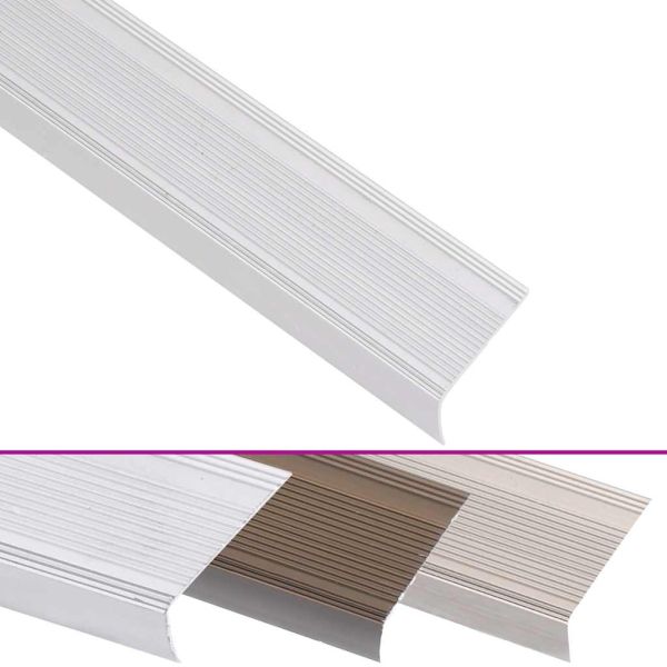 Ръбове за стъпала, Г-образни, 5 бр, алуминий, 100 см, сребристи