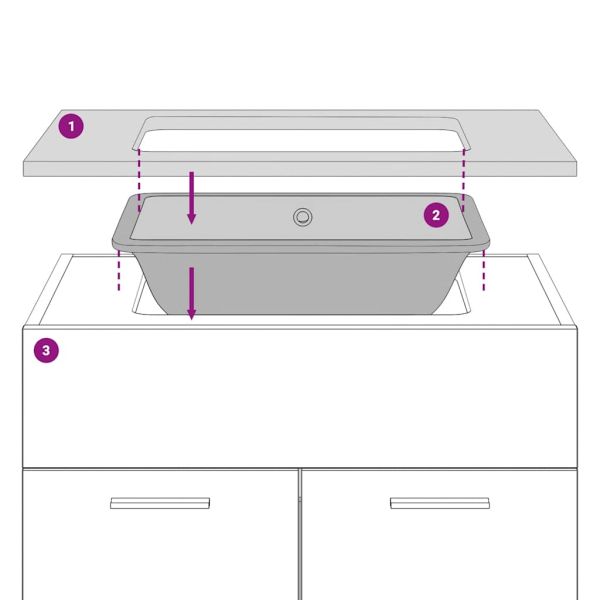Мивка за баня, бяла, 52x38,5x19,5 см, правоъгълна, керамика