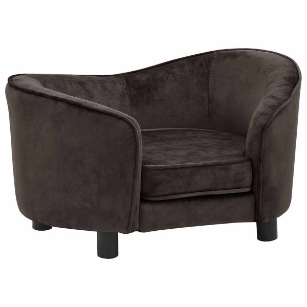 Диван за кучета, кафяв, 69x49x40 см, плюш