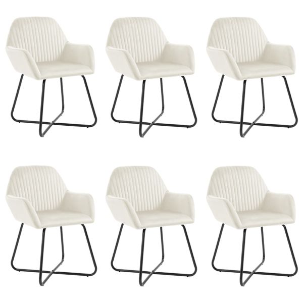 Трапезни столове, 6 бр, кремави, кадифе