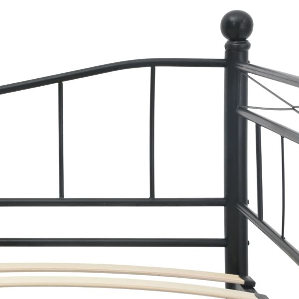 Рамка за легло, черна, стомана, 180x200/90x200 см