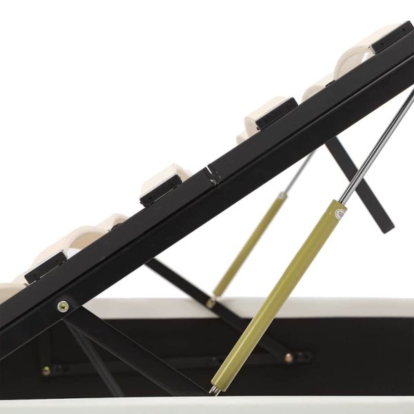 Легло с повдигащ механизъм, бяло, изкуствена кожа, 120x200 cм