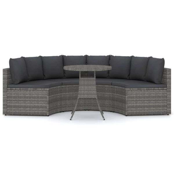 Градински комплект с възглавници, 5 части, полиратан, сив