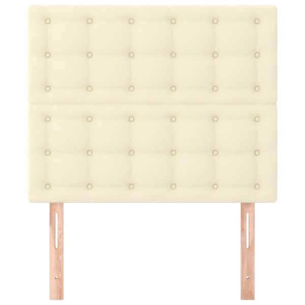 Табла за легло, кремава, 100x5x118/128 см, изкуствена кожа