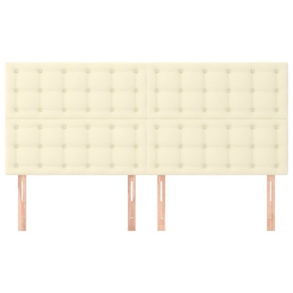 Табла за легло, кремава, 180x5x118/128 см, изкуствена кожа