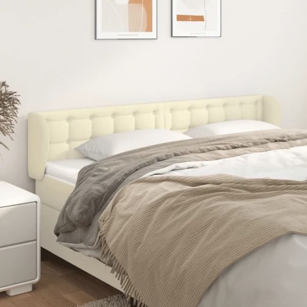 Горна табла с уши, кремава, 183x23x78/88 см, изкуствена кожа