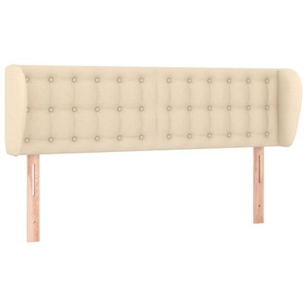 Горна табла за легло с уши, кремава, 147x23x78/88 см, плат