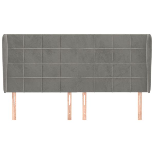 Горна табла за легло с уши,светлосива, 203x23x118/128 см кадифе